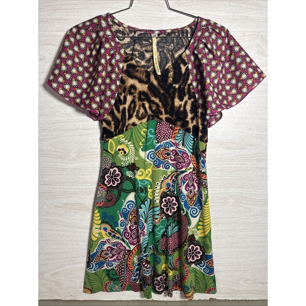 Uncle Frank paisley short Boho Dress   Vibrant Patchwork Leopard & Paisley XS